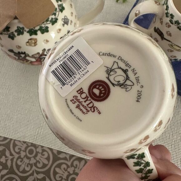 Boyds Bears Paul Cardew 25th Anniversary Porcelain Teapot, Mug and Creamer Lot - Picture 7 of 9